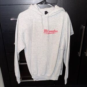 Milwaukee Light Gray Hoodie with Red Script